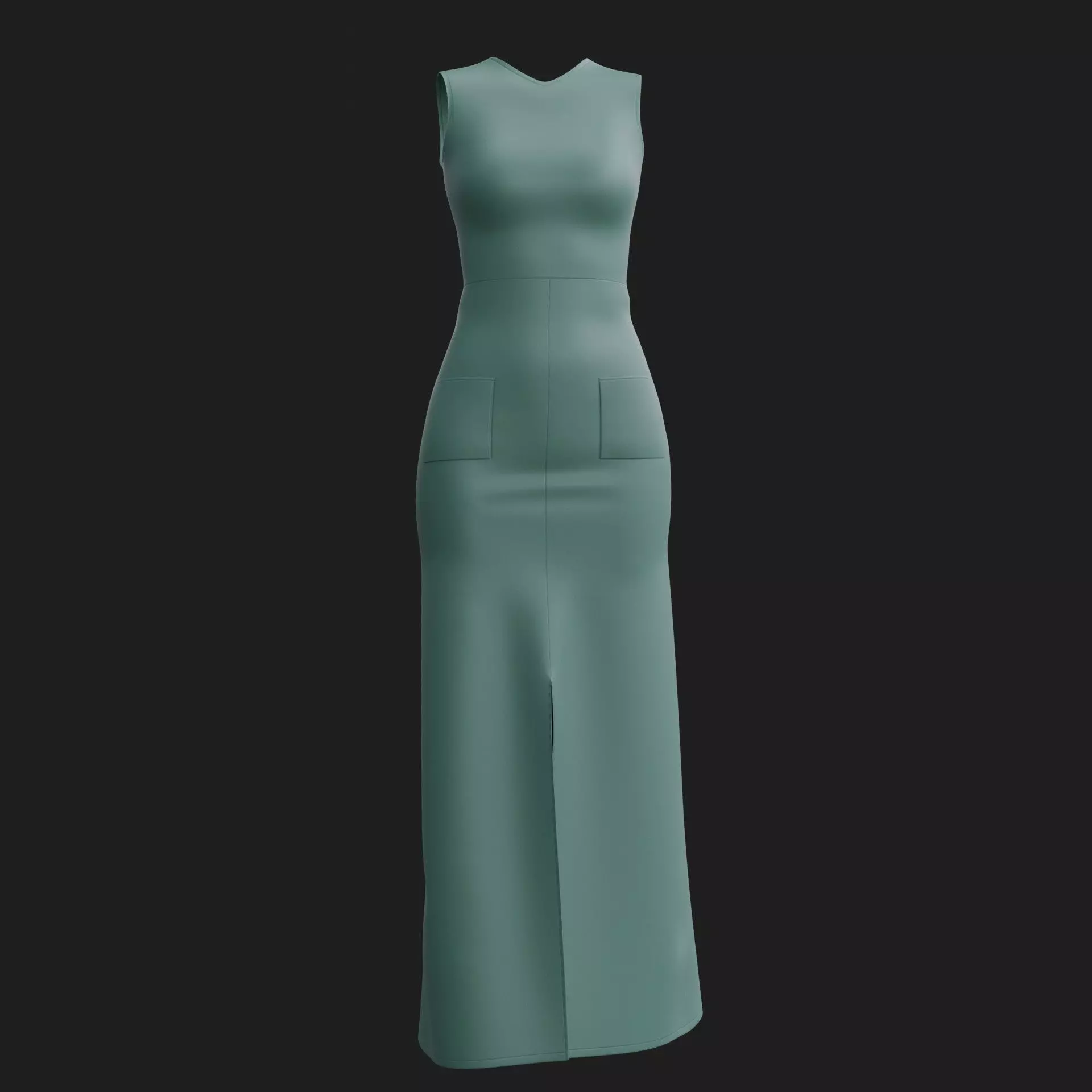 3D Female Dress - Maxi Dress Low-poly 3D model_2