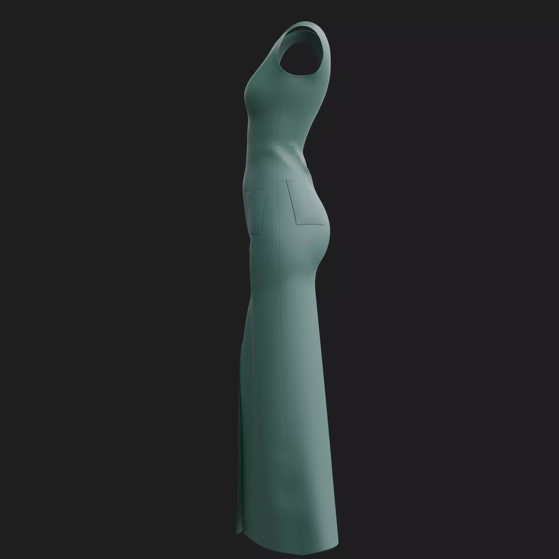 3D Female Dress - Maxi Dress Low-poly 3D model_13