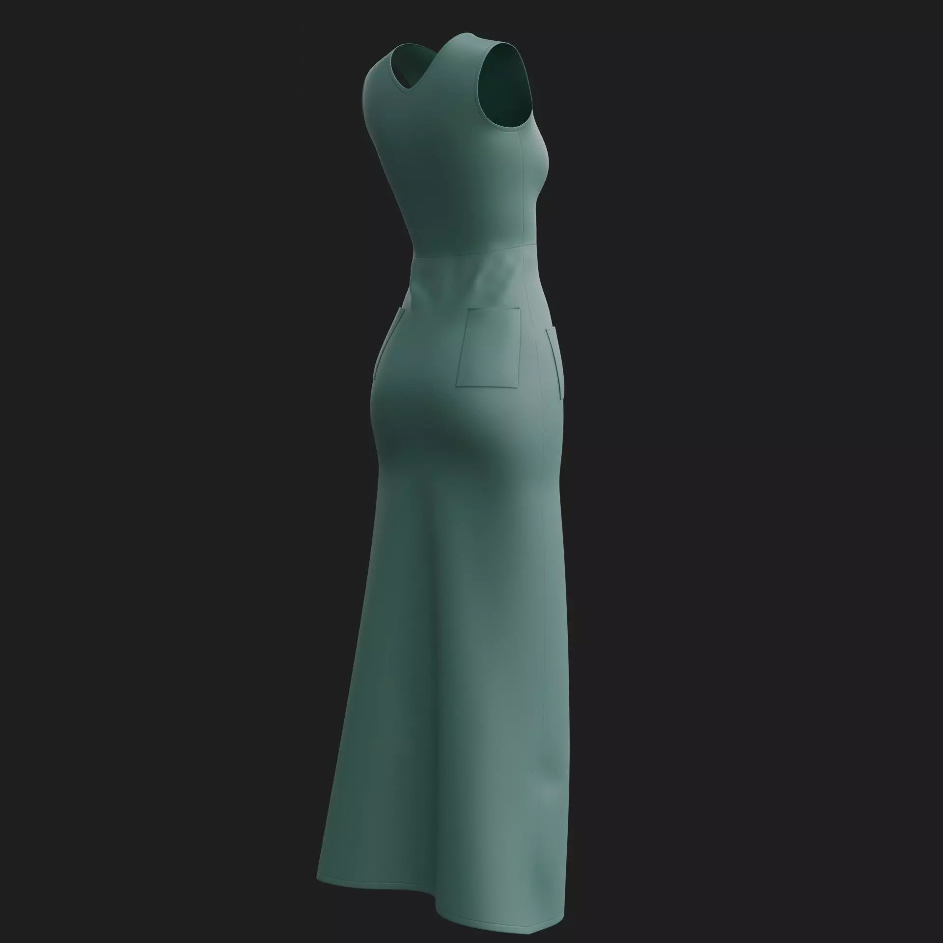 3D Female Dress - Maxi Dress Low-poly 3D model_8