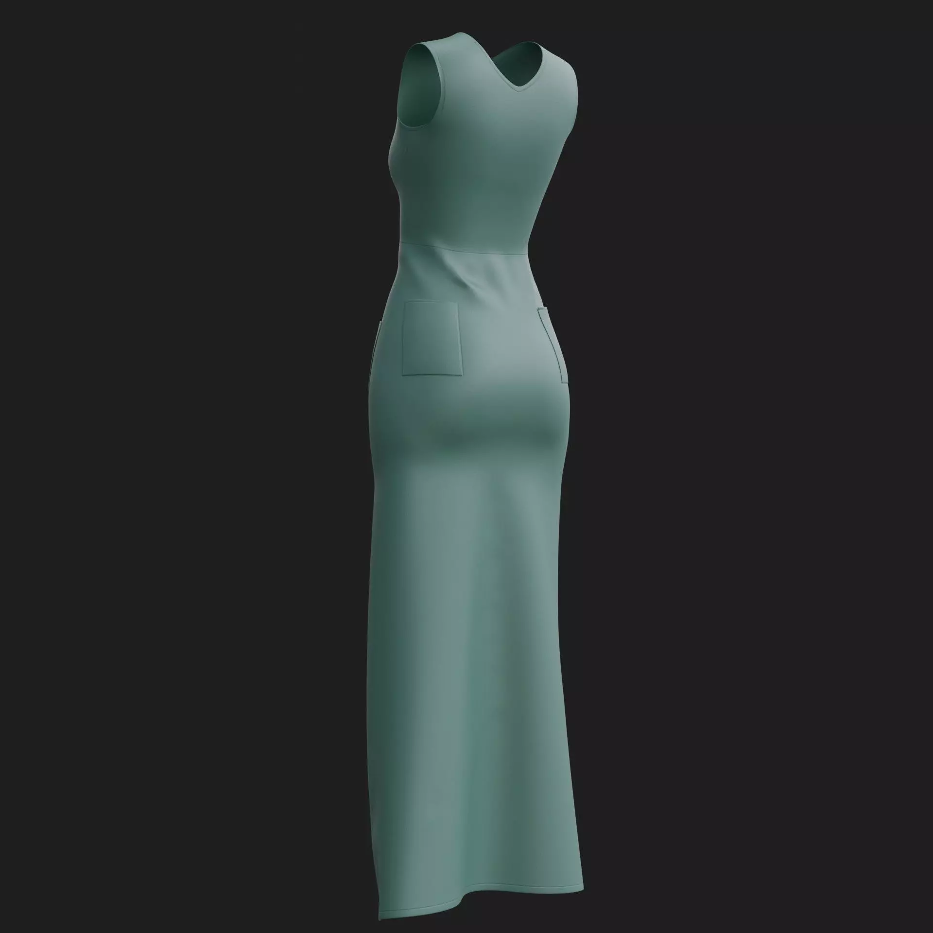 3D Female Dress - Maxi Dress Low-poly 3D model_11