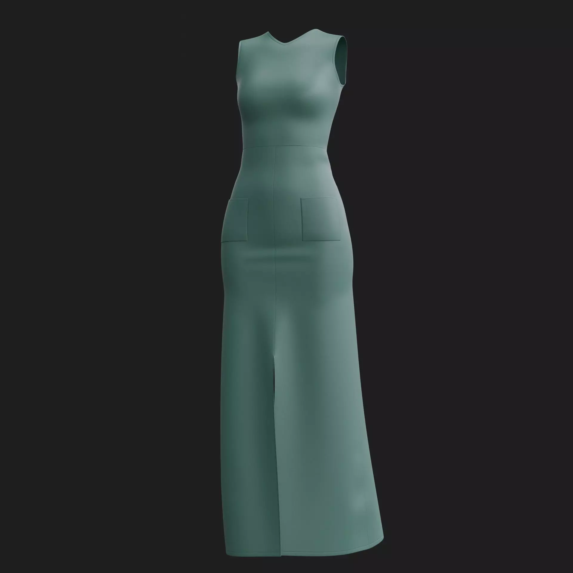 3D Female Dress - Maxi Dress Low-poly 3D model_17