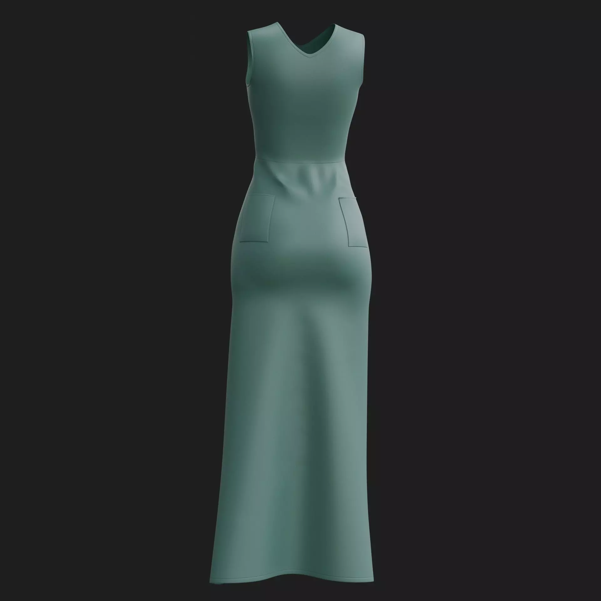 3D Female Dress - Maxi Dress Low-poly 3D model_10