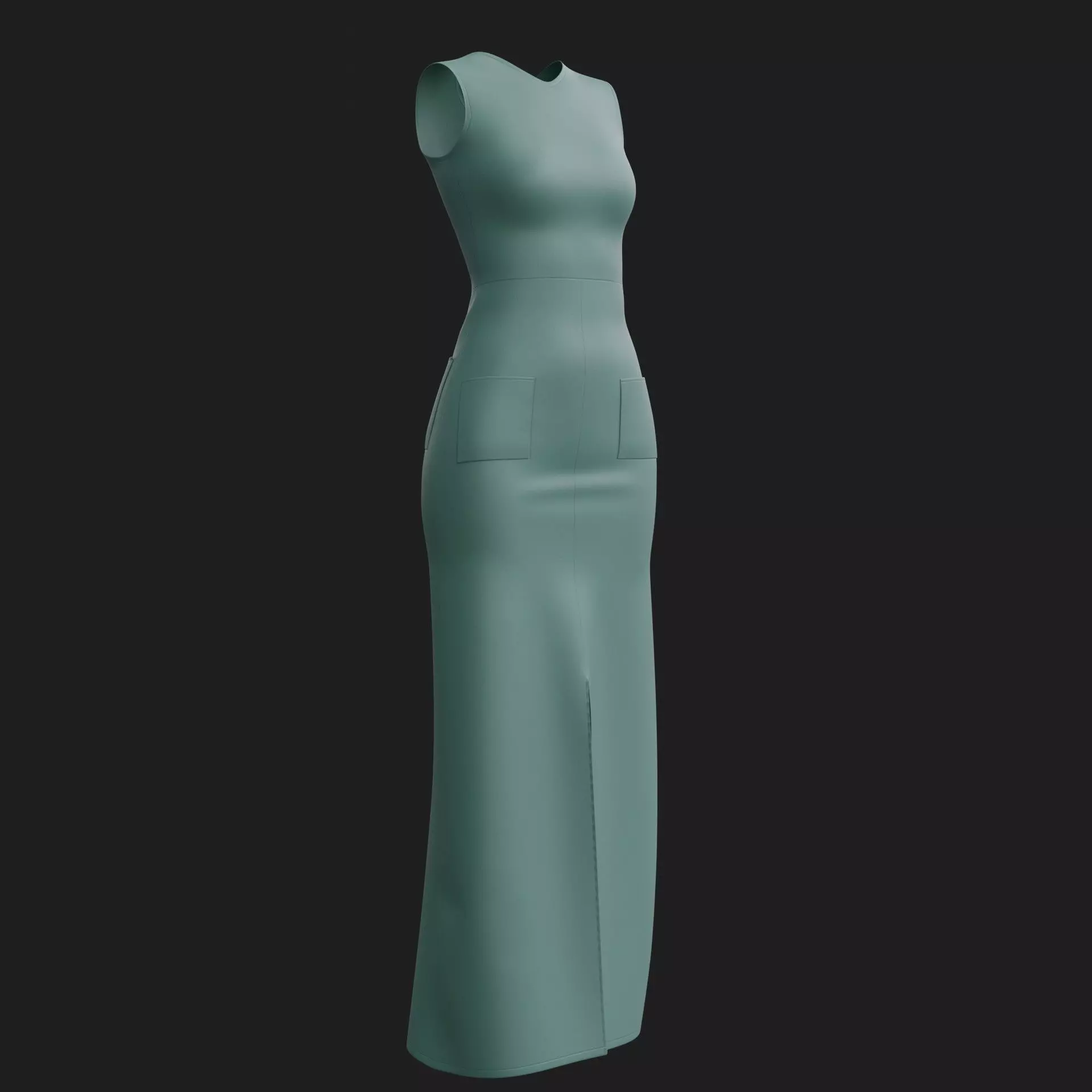 3D Female Dress - Maxi Dress Low-poly 3D model_4