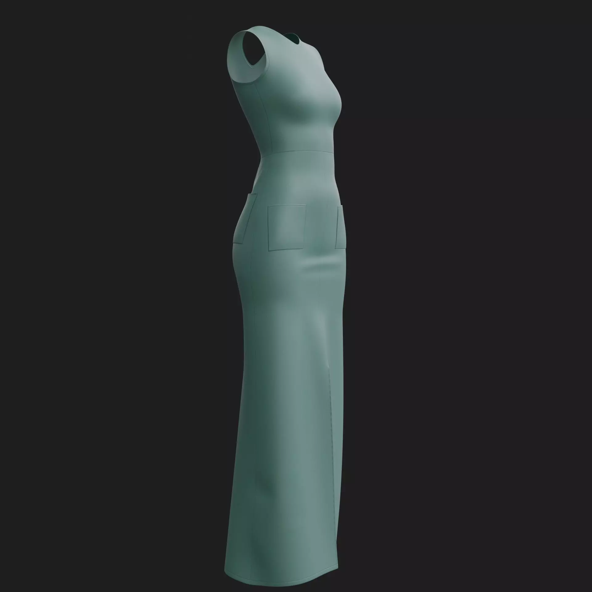 3D Female Dress - Maxi Dress Low-poly 3D model_5