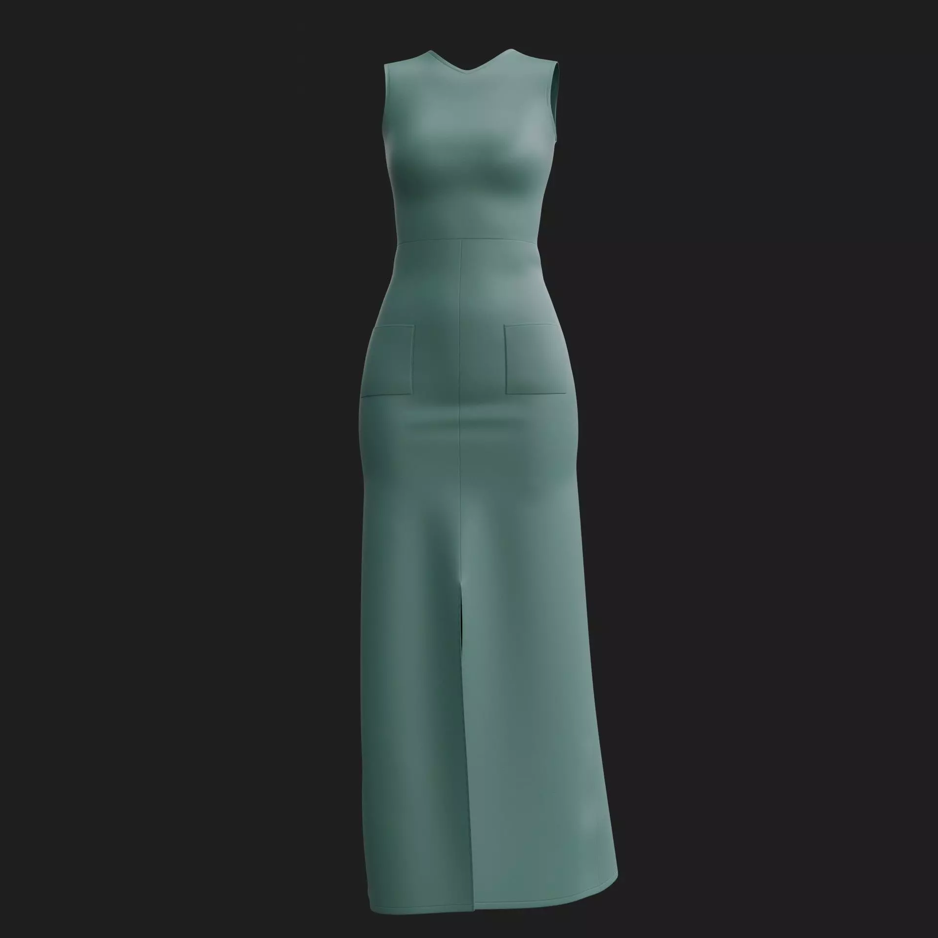 3D Female Dress - Maxi Dress Low-poly 3D model_0