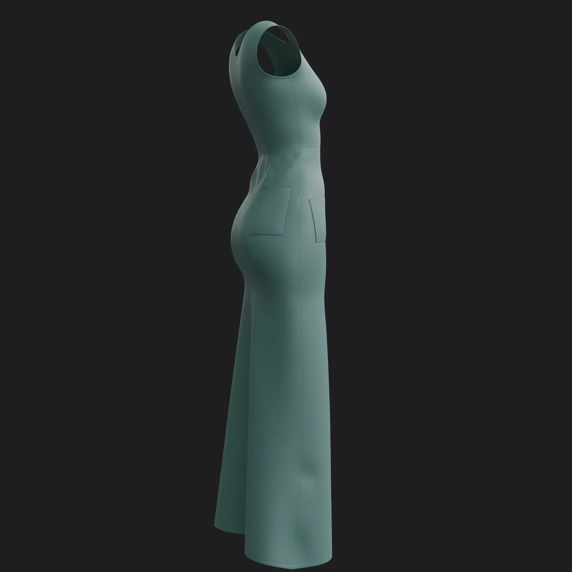3D Female Dress - Maxi Dress Low-poly 3D model_7