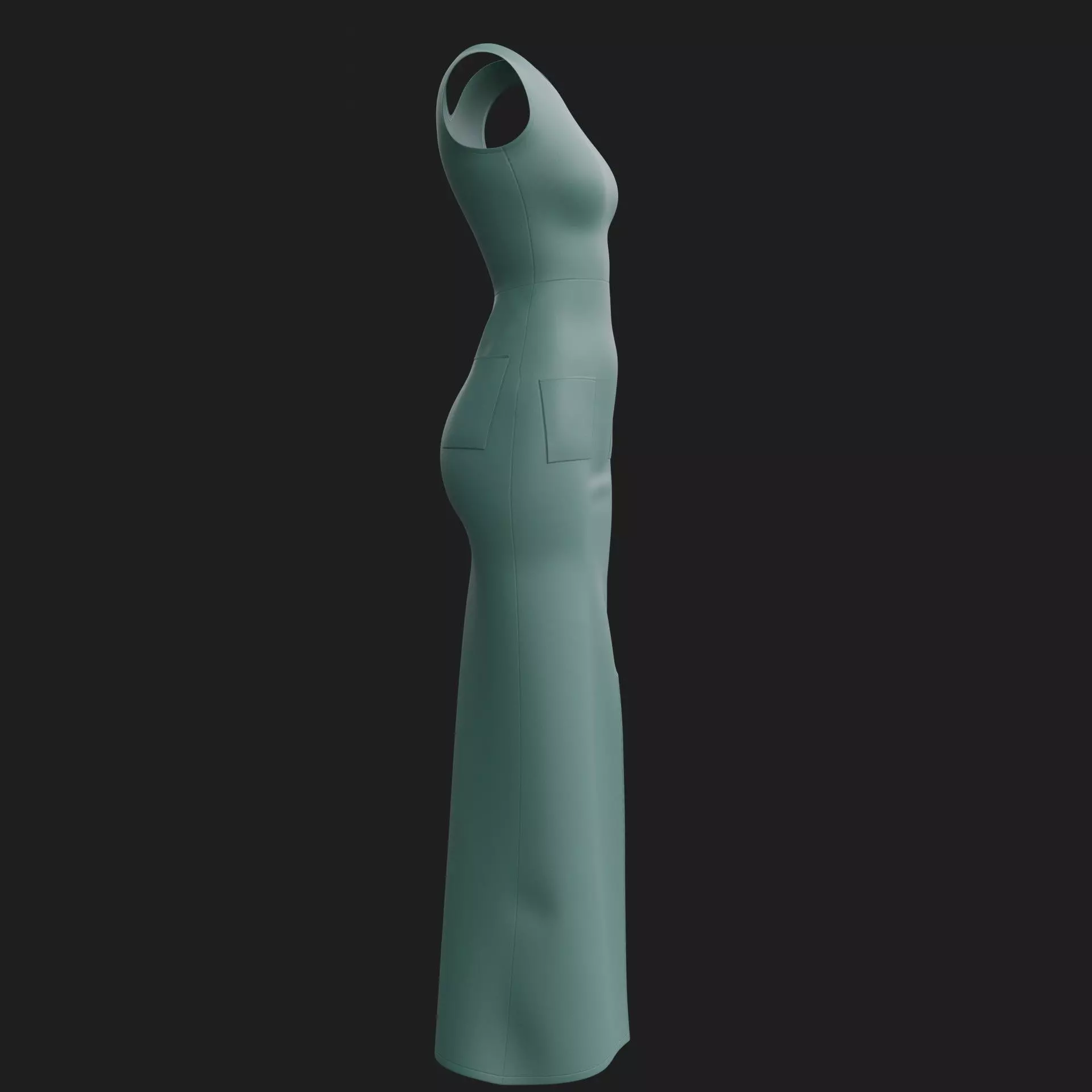 3D Female Dress - Maxi Dress Low-poly 3D model_6