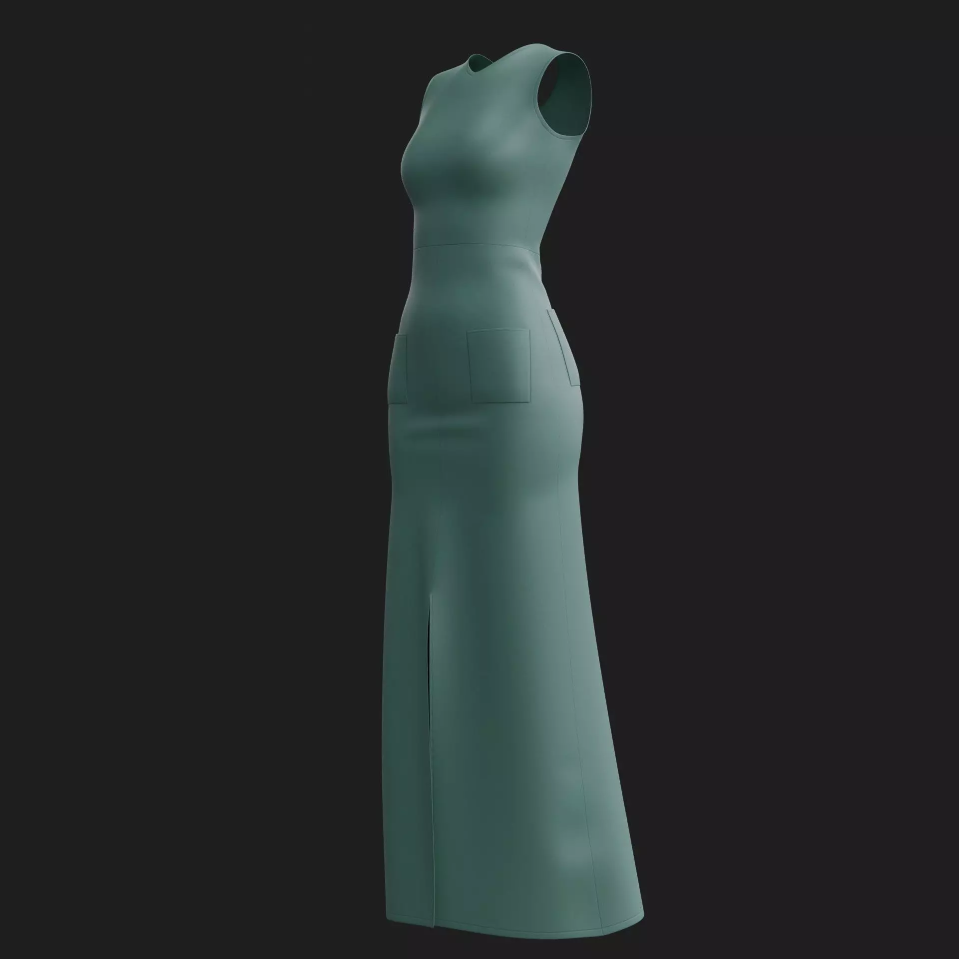3D Female Dress - Maxi Dress Low-poly 3D model_15