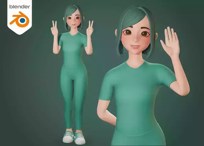 Female Nurse in Green Wears - Rigged