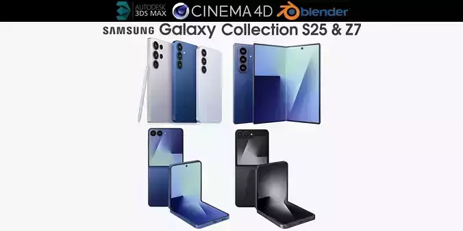Samsung Galaxy Collection S25 and Flip and Fold 7 3D model