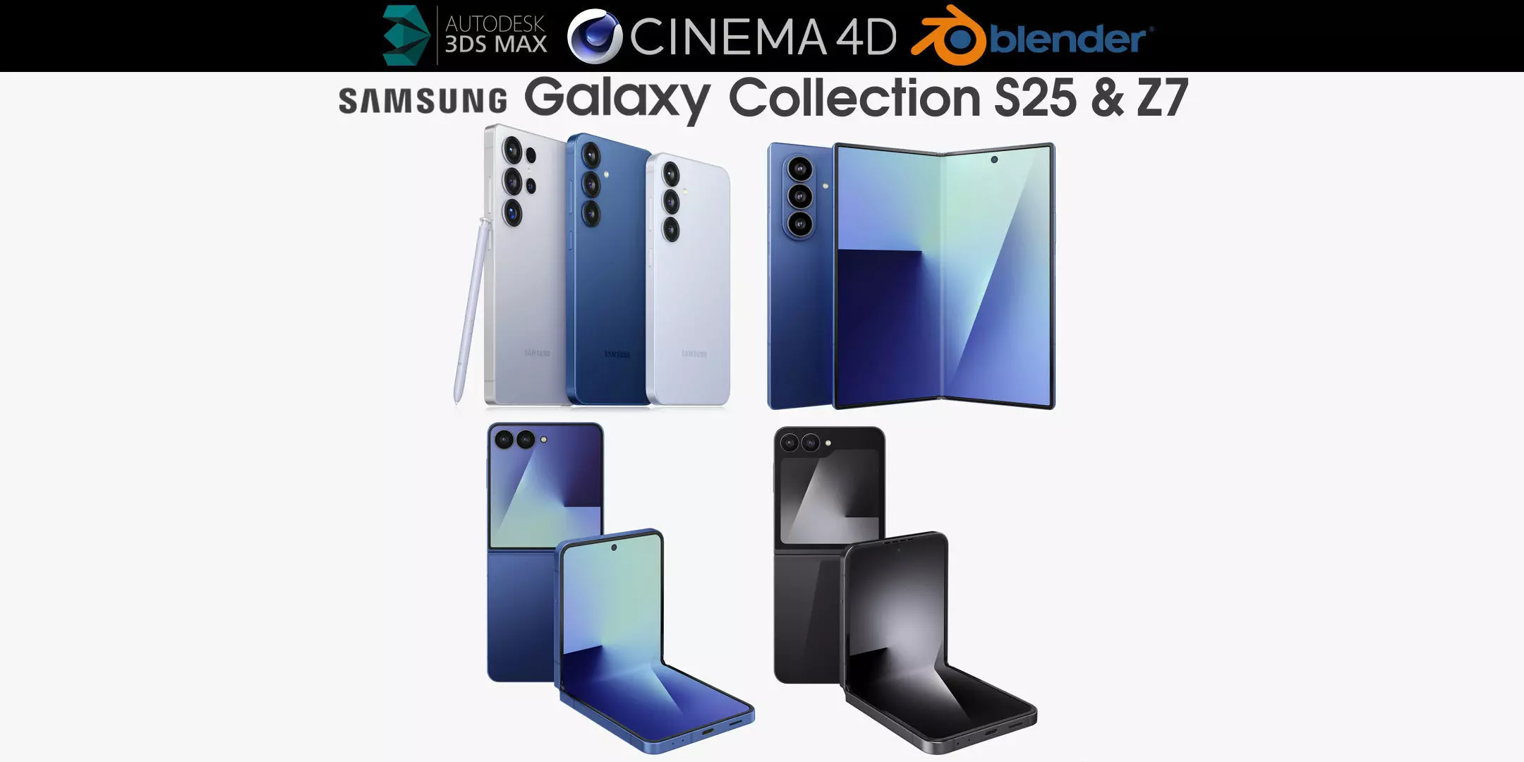Samsung Galaxy Collection S25 and Flip and Fold 7 3D model