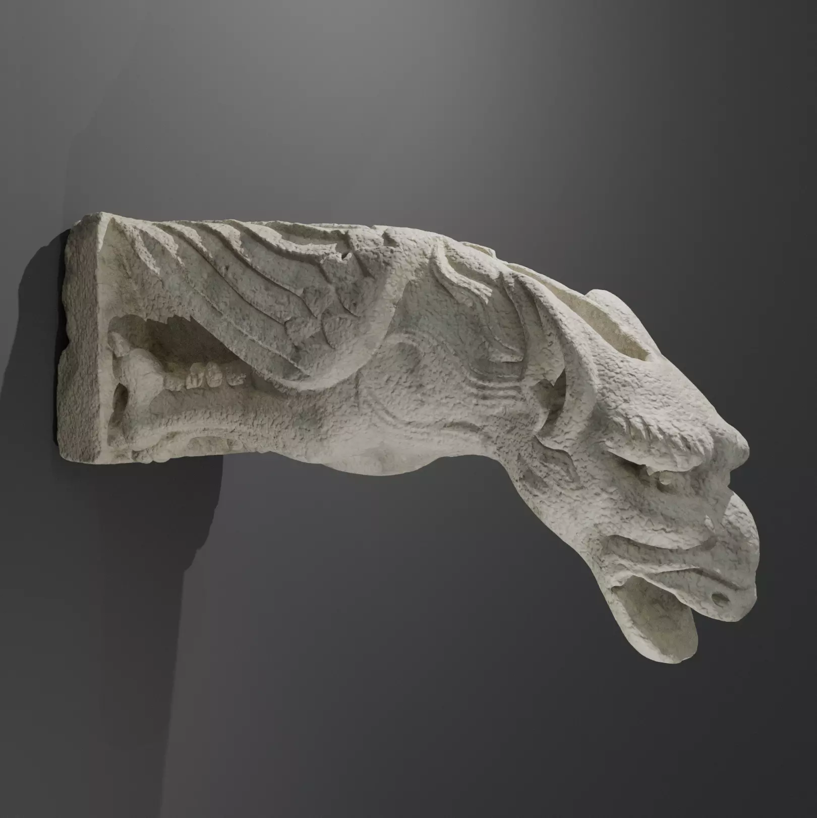 Aunthentic gargoyle stone sculpture Low-poly 3D model_1