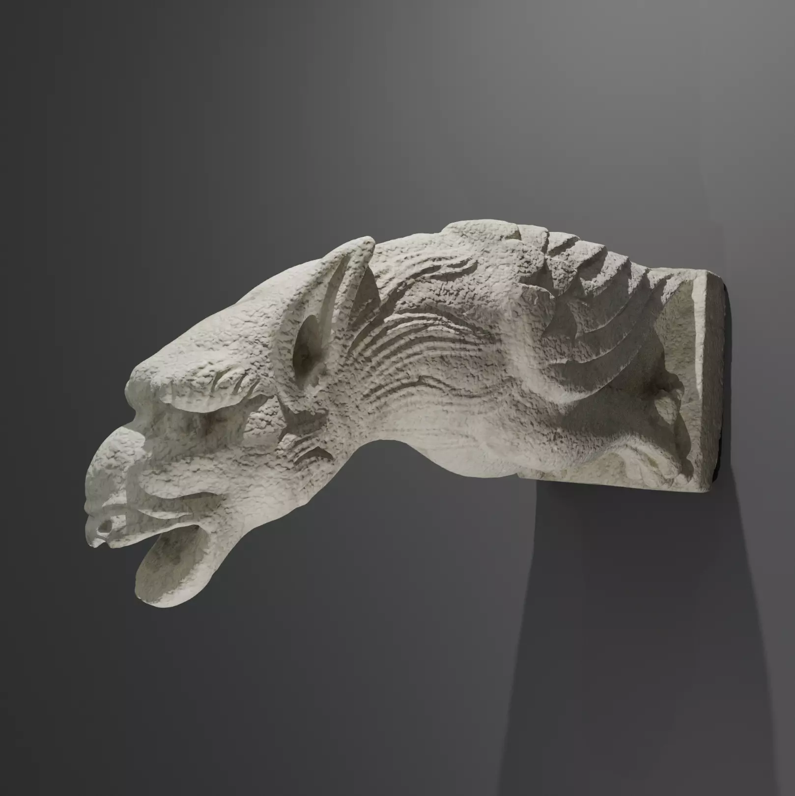 Aunthentic gargoyle stone sculpture Low-poly 3D model_0