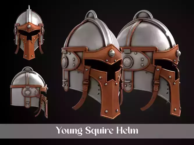 Stylized Medieval Helmet - Young Squire  3D print model