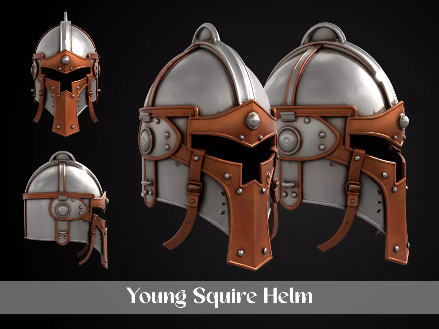 Stylized Medieval Helmet - Young Squire 3D print model_0