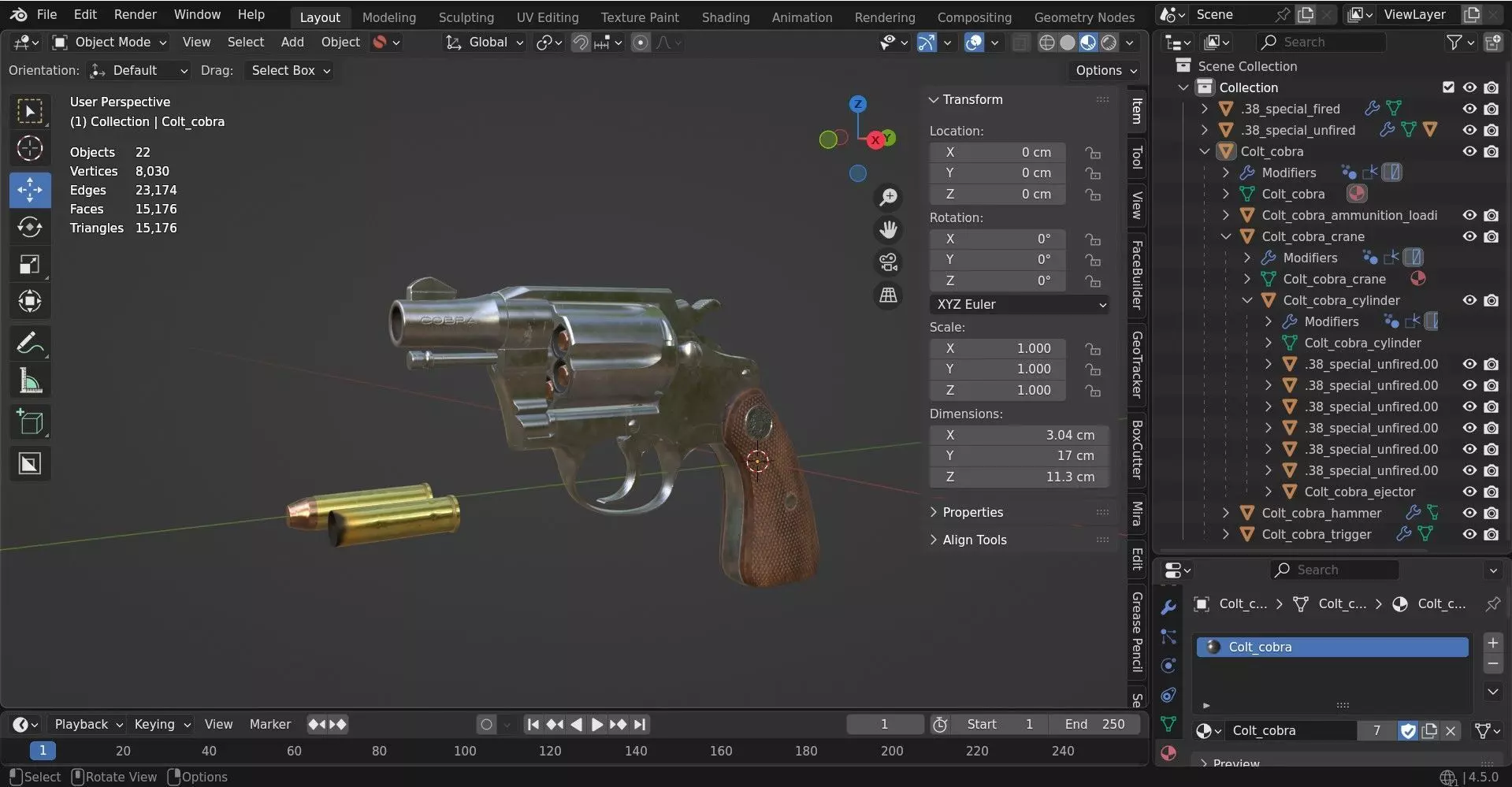 Colt cobra revolver Low-poly 3D model_20