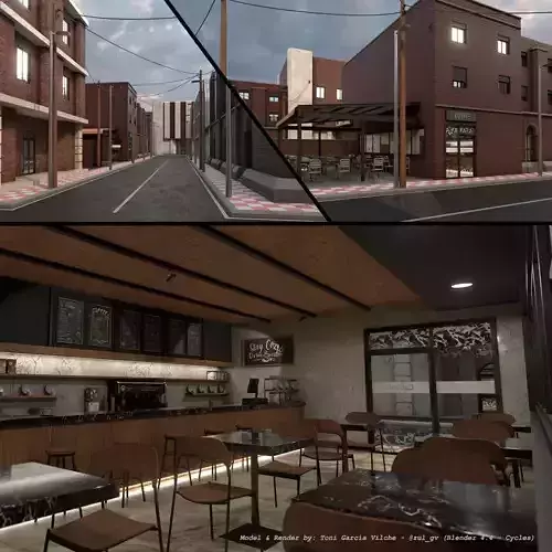 Cafeteria - Coffe Shop - Interior and Exterior