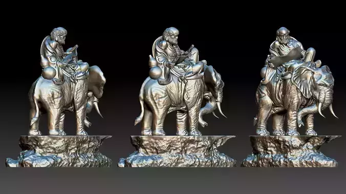 Arhat riding elephant 