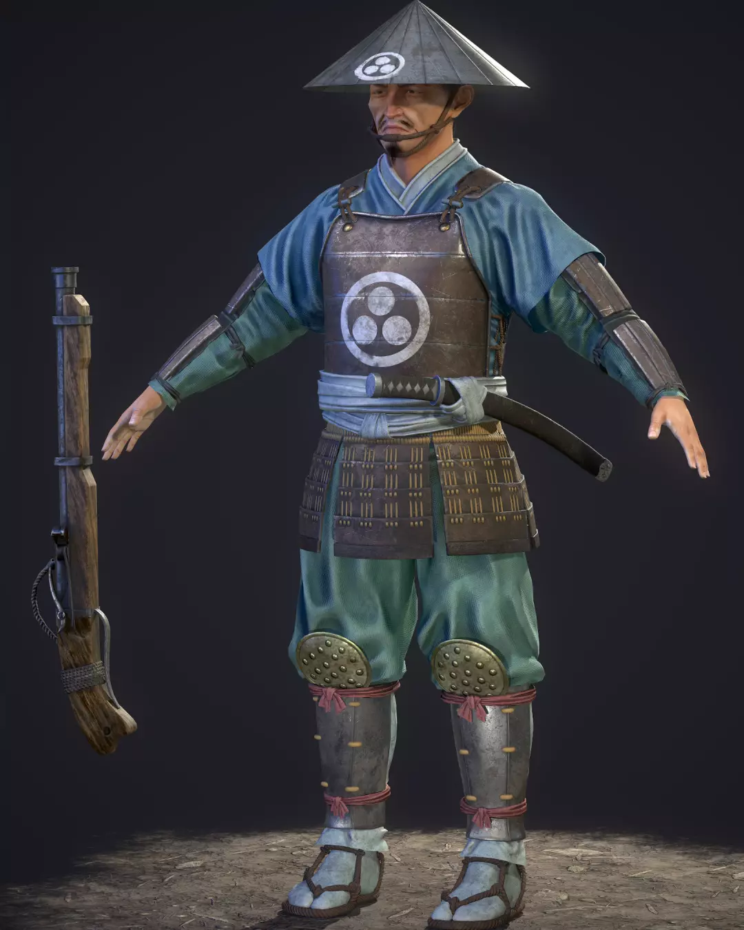 AAA Bushido Warrior Game Ready Character Low-poly 3D model Low-poly 3D model_4