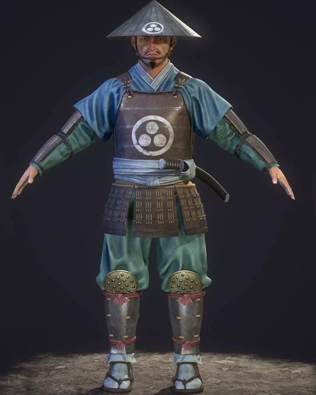 AAA Bushido Warrior Game Ready Character Low-poly 3D model Low-poly 3D model_2