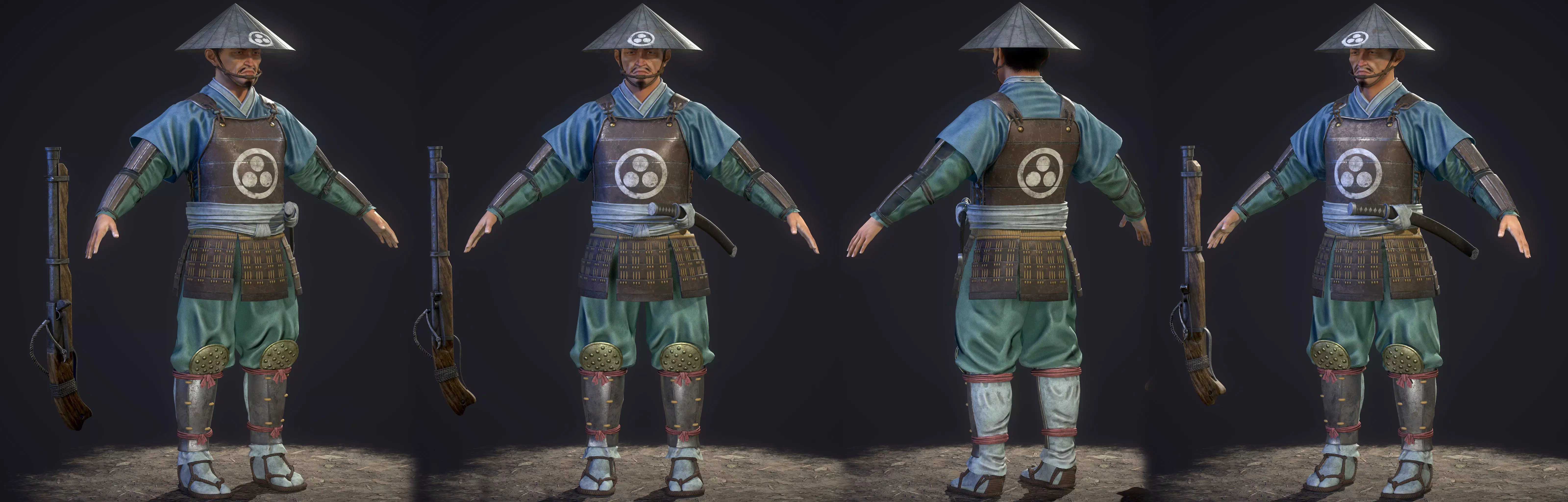 AAA Bushido Warrior Game Ready Character Low-poly 3D model Low-poly 3D model_0
