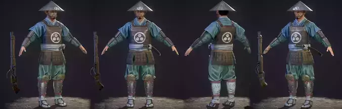 AAA Bushido Warrior Game Ready Character Low-poly 3D model Low-poly 3D model