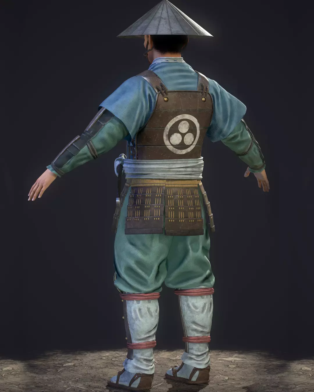 AAA Bushido Warrior Game Ready Character Low-poly 3D model Low-poly 3D model_3