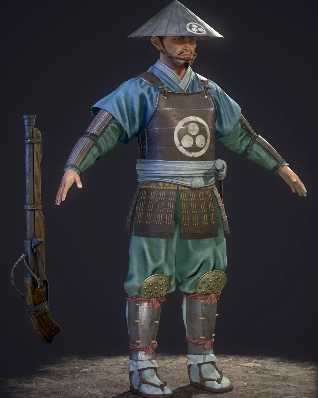 AAA Bushido Warrior Game Ready Character Low-poly 3D model Low-poly 3D model_1