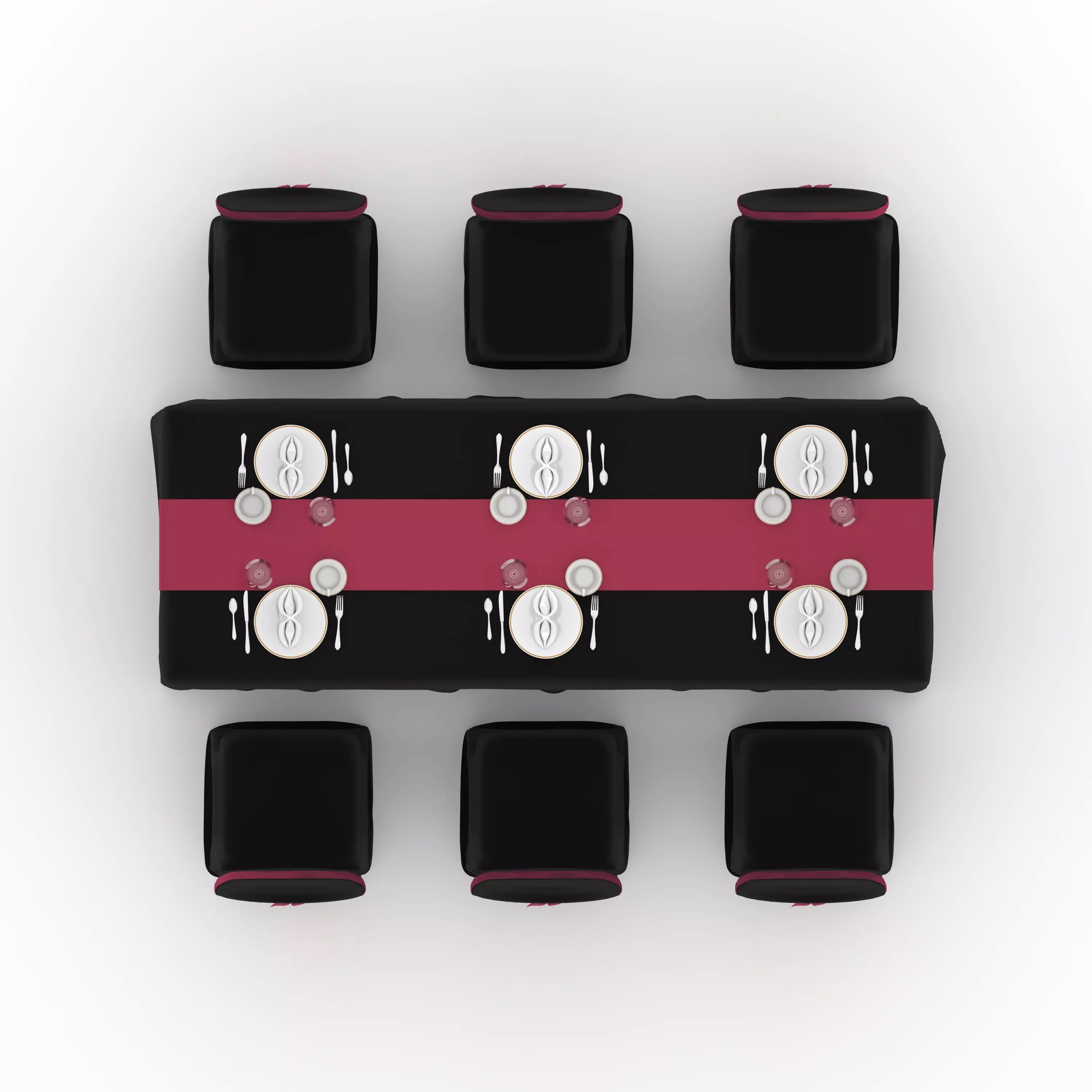 Banquet Table and Chair 141 3D model_10