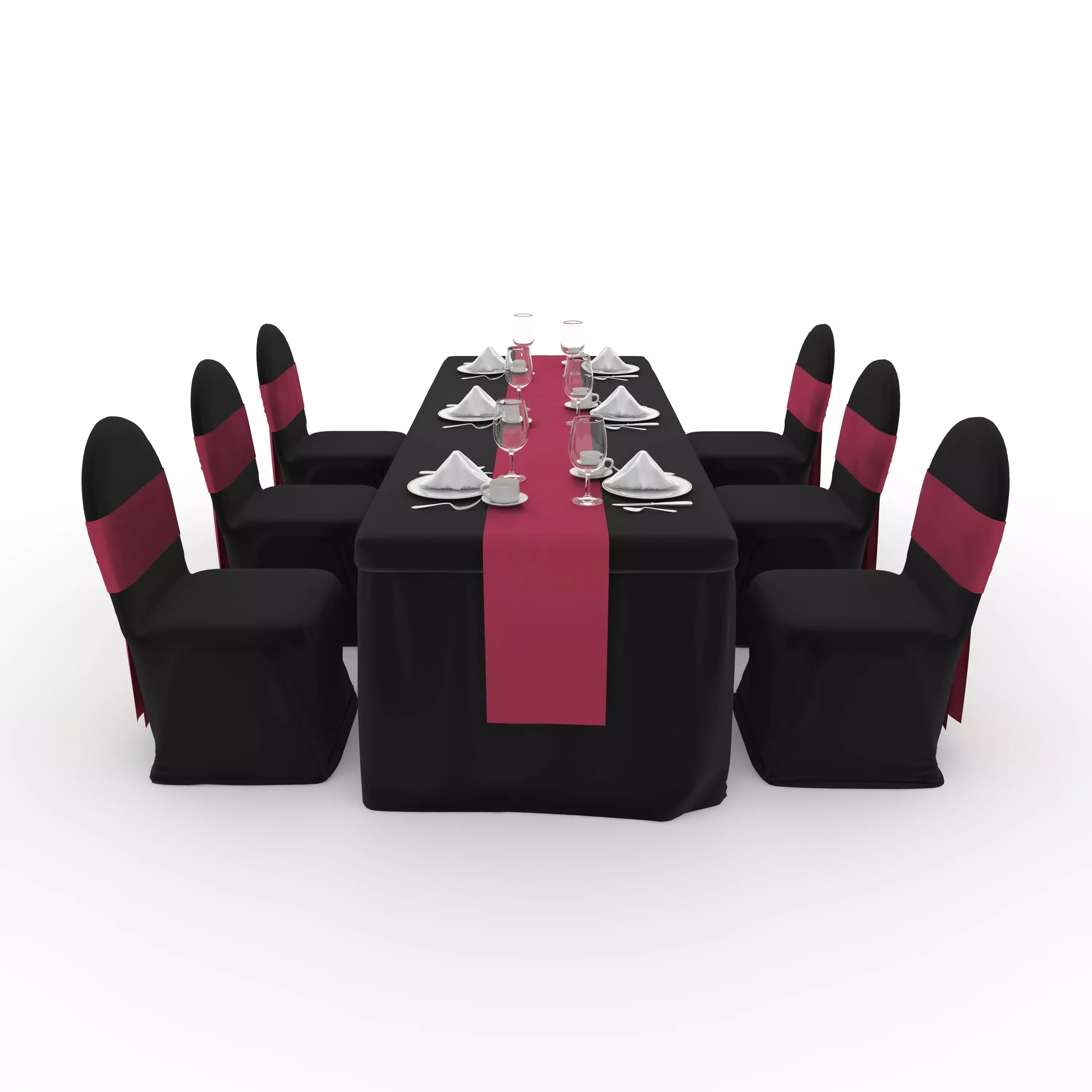 Banquet Table and Chair 141 3D model_3
