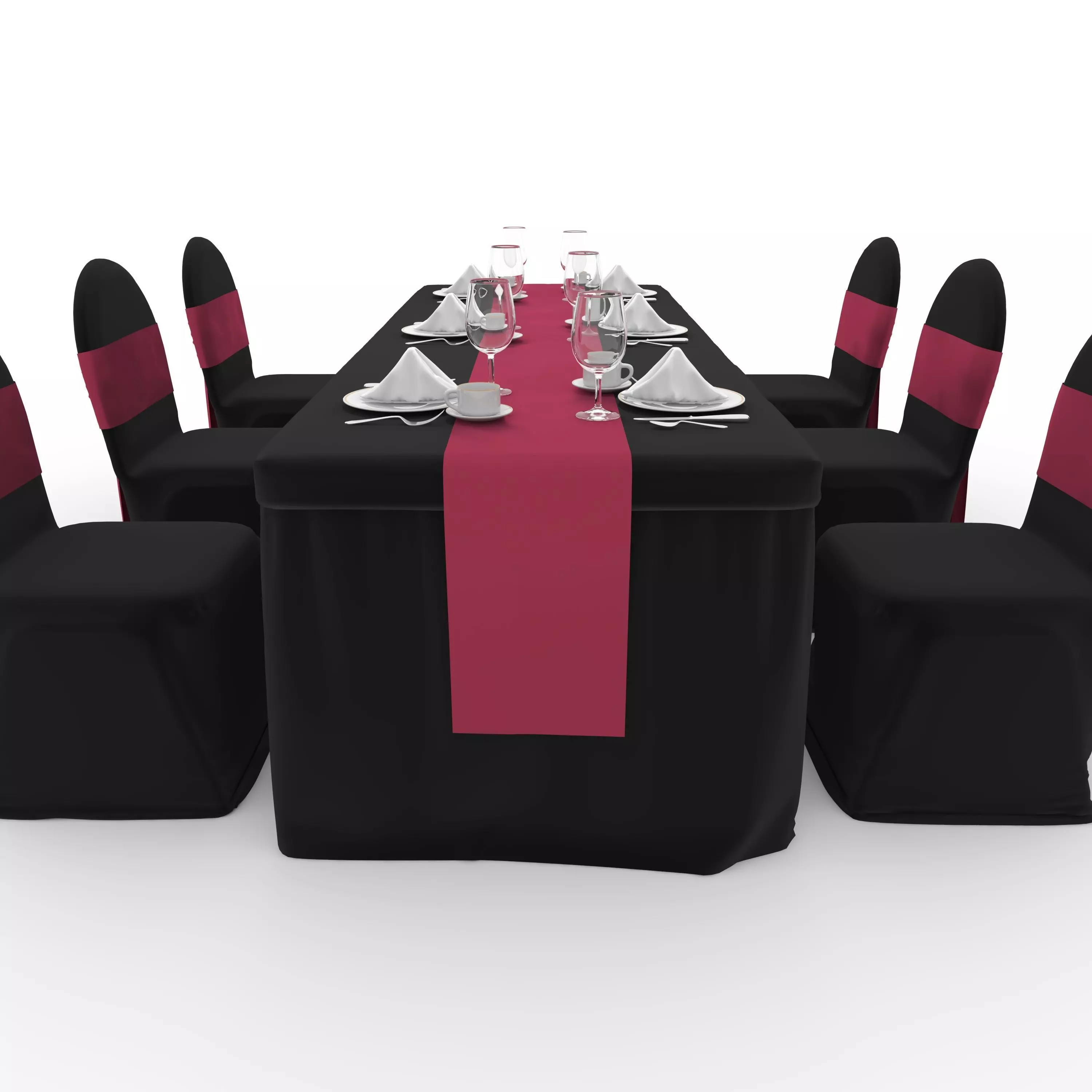 Banquet Table and Chair 141 3D model_7