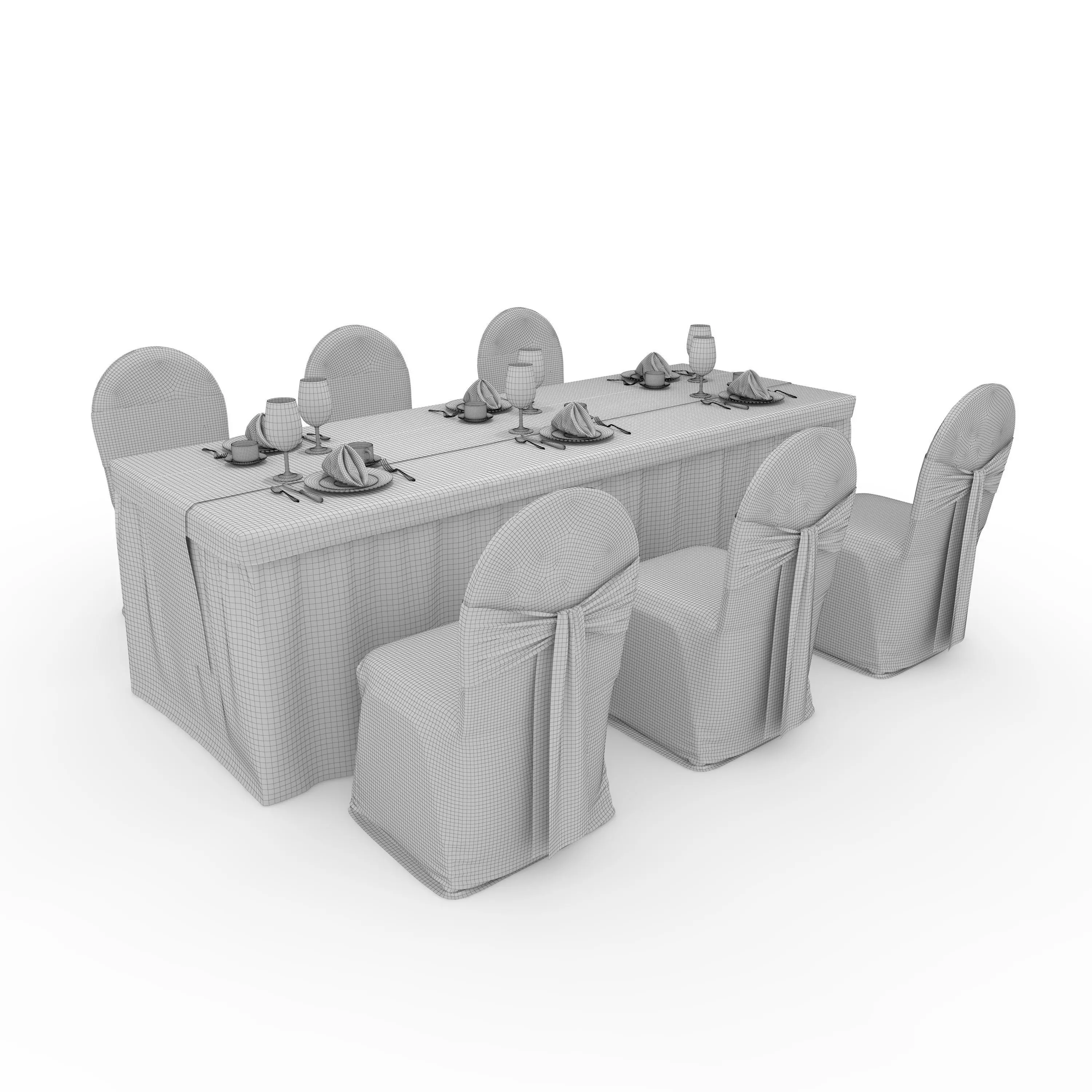 Banquet Table and Chair 141 3D model_1