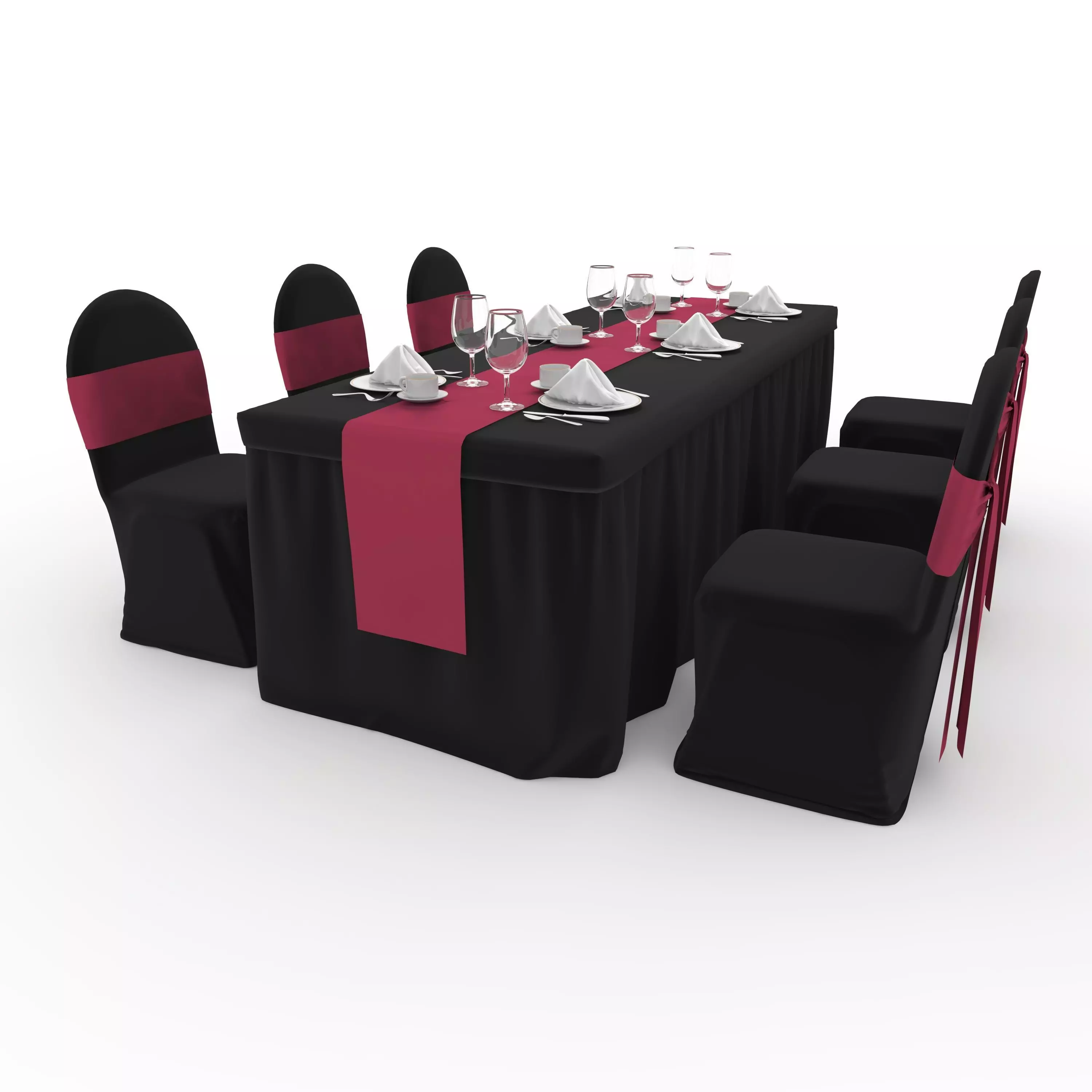Banquet Table and Chair 141 3D model_8