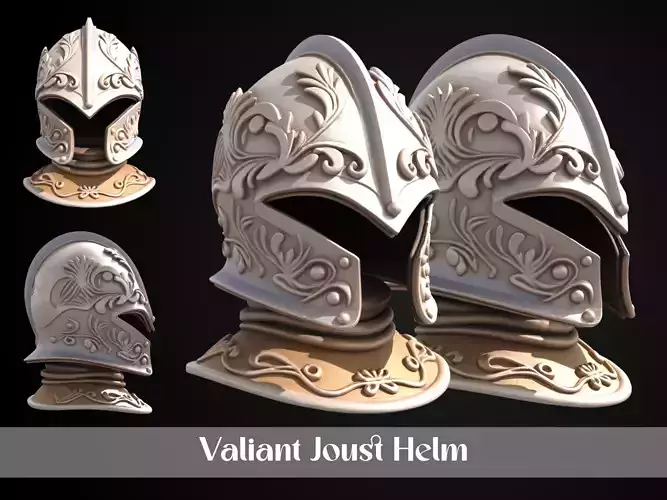 Stylized Medieval Helmet - Valiant Joust 3D print model