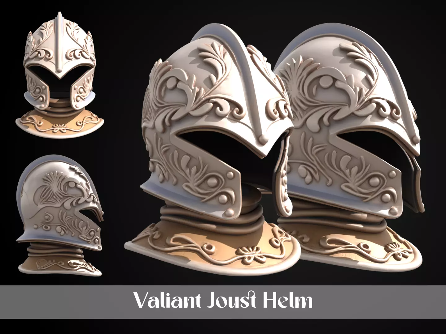 Stylized Medieval Helmet - Valiant Joust 3D print model_0