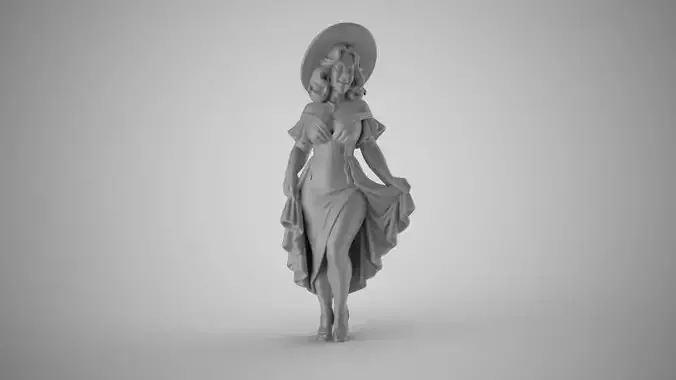 Woman Holding her Dress 3D print model
