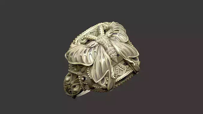 The butterfly ring design royal luxury pattern milgrain  3D print model