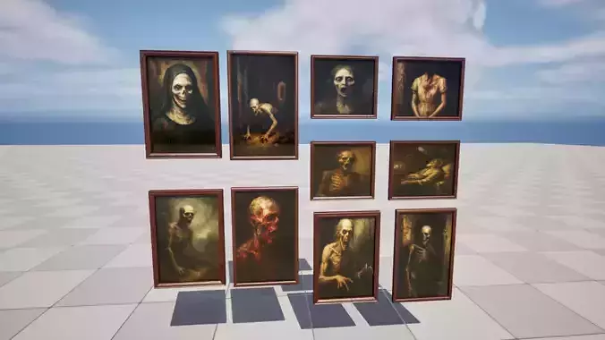 Horror Paintings Low-poly 3D model
