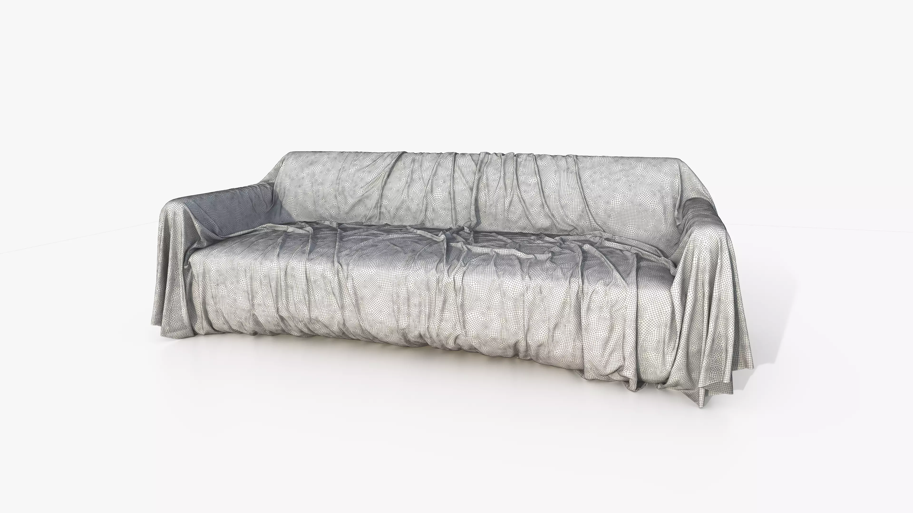 Covered Sofa Large Dirty 3D model_5