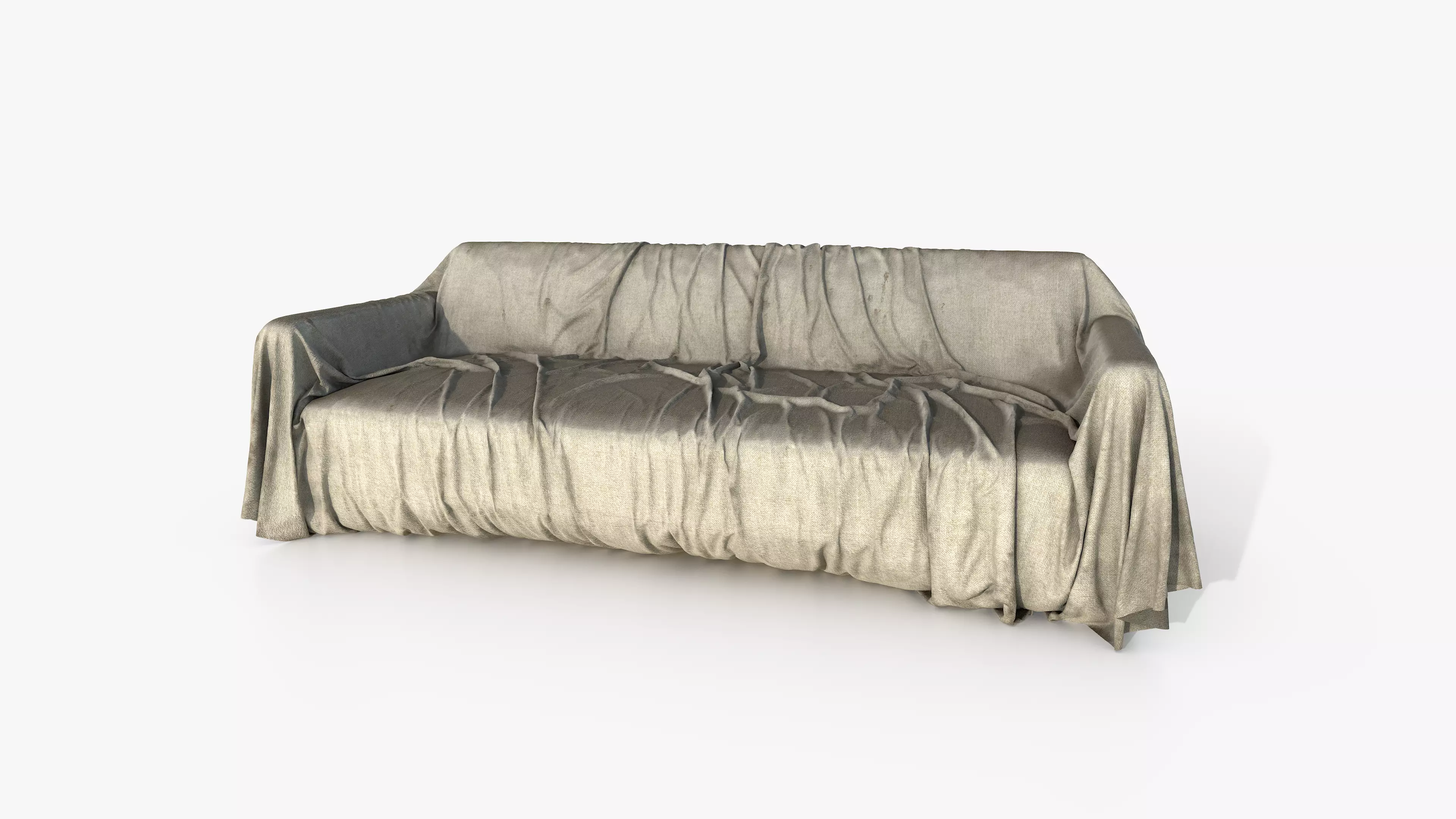 Covered Sofa Large Dirty 3D model_0