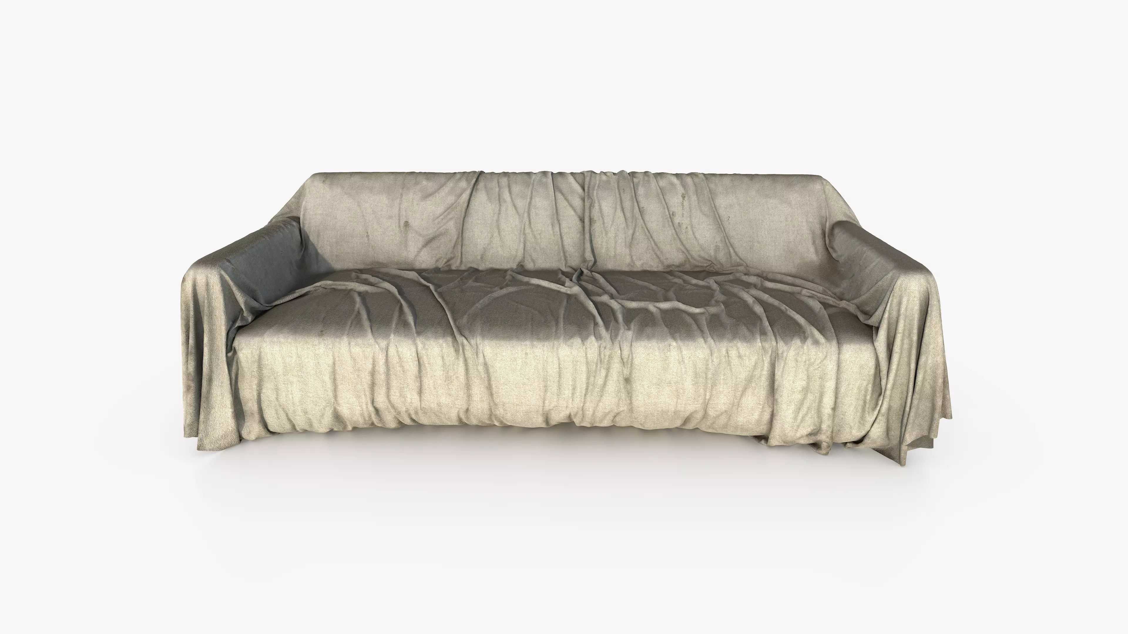 Covered Sofa Large Dirty 3D model_2