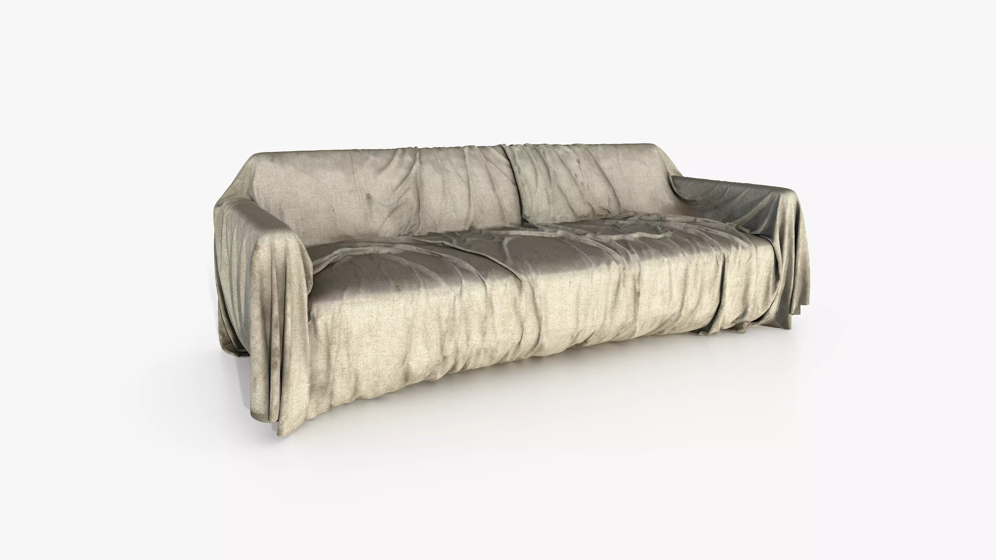 Covered Sofa Large Dirty 3D model_3