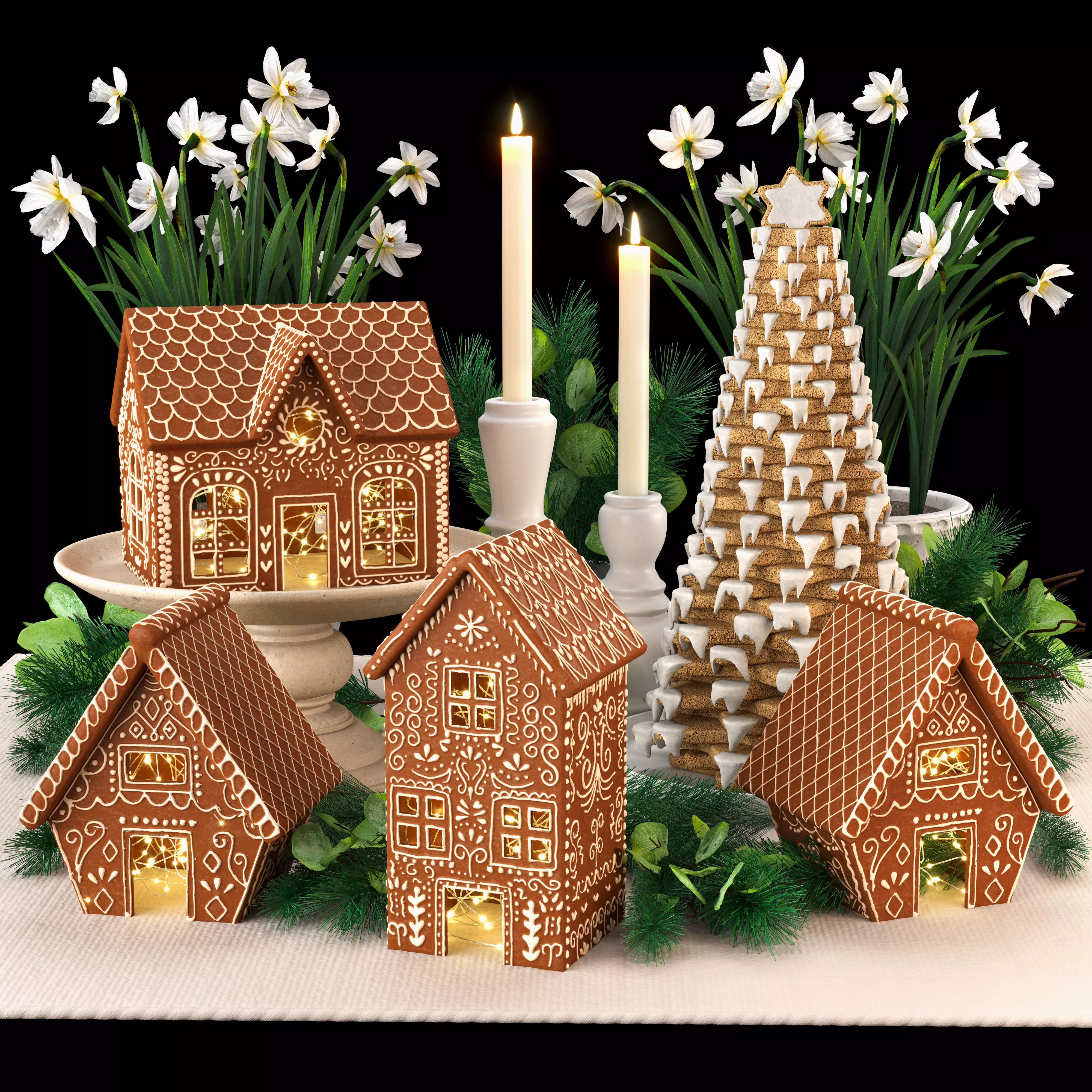 Gingerbread Village Houses 3D model
