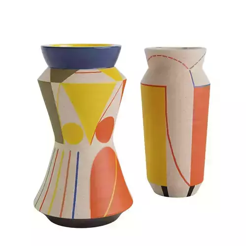 Set of 2 small ceramic vases