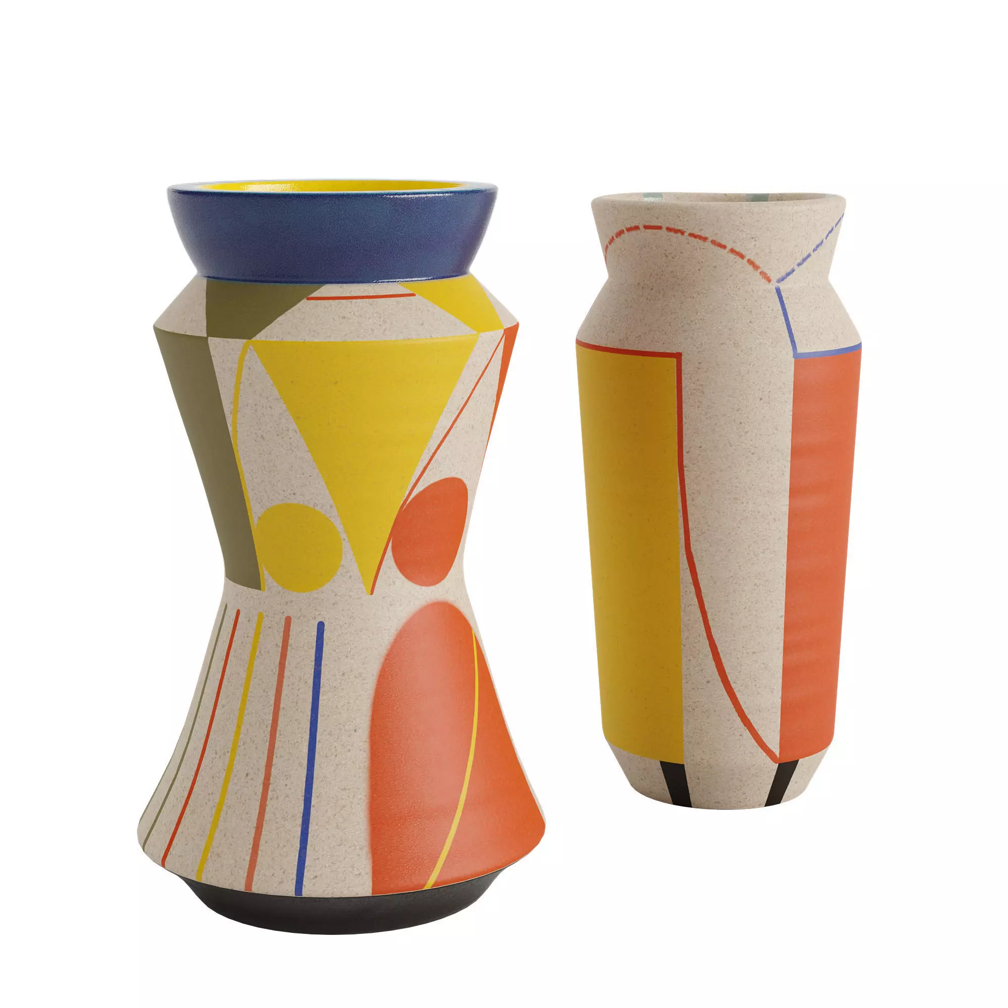 Set of 2 small ceramic vases 3D model_0
