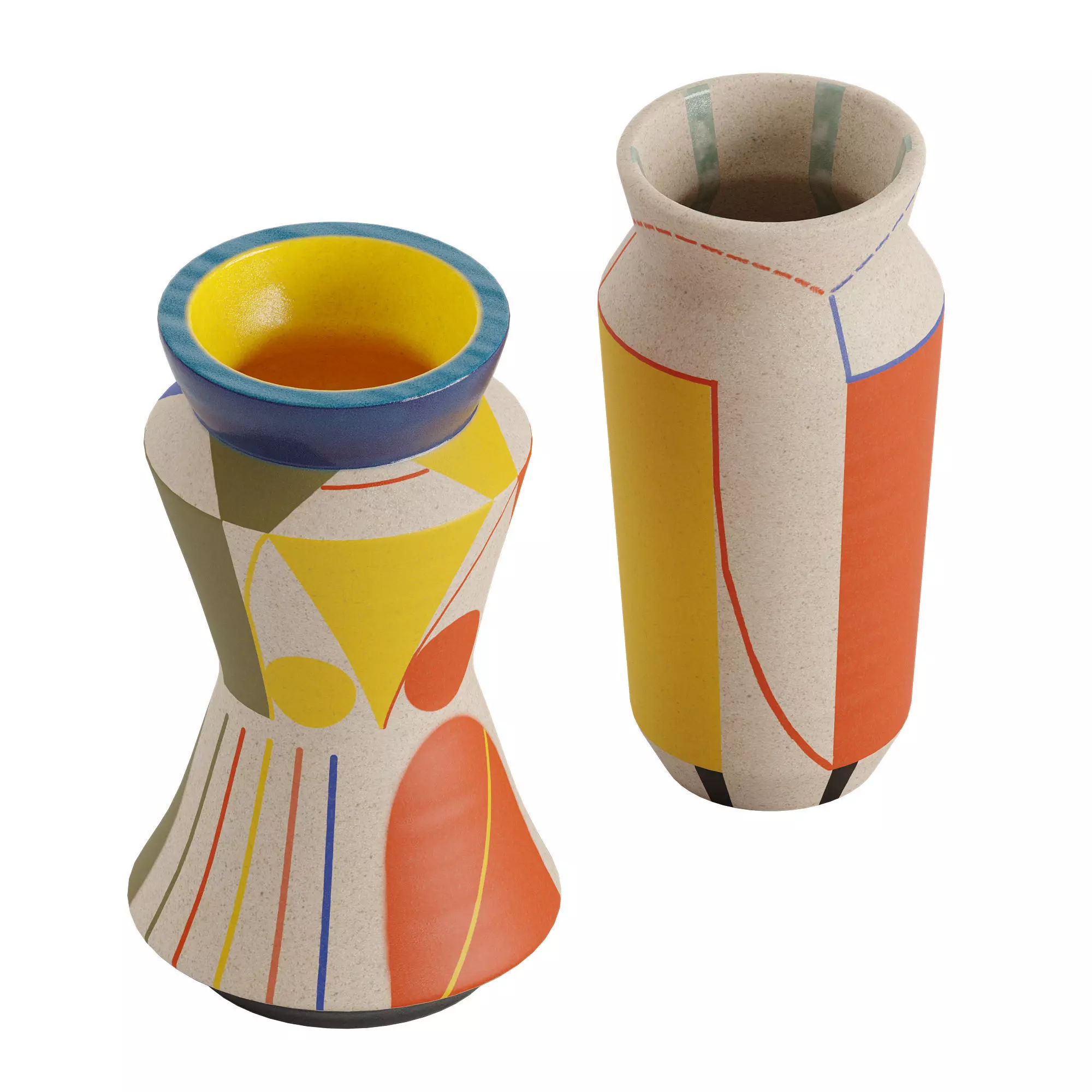 Set of 2 small ceramic vases 3D model_1