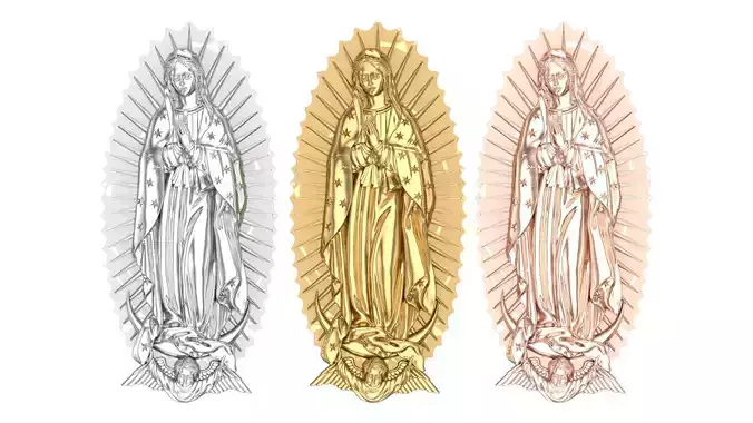 Virgin Mary Guadalupe Pendant 3D Model Religious Jewelry STL