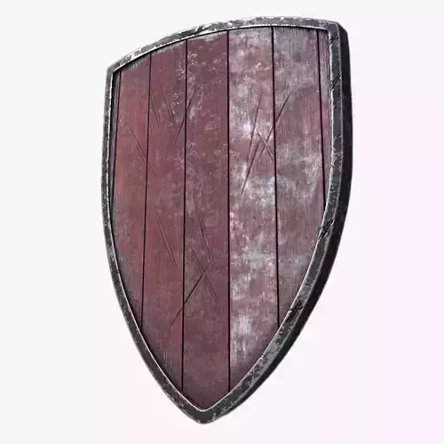Aged Wooden Viking Shield with Metal Rim Low-poly 3D model