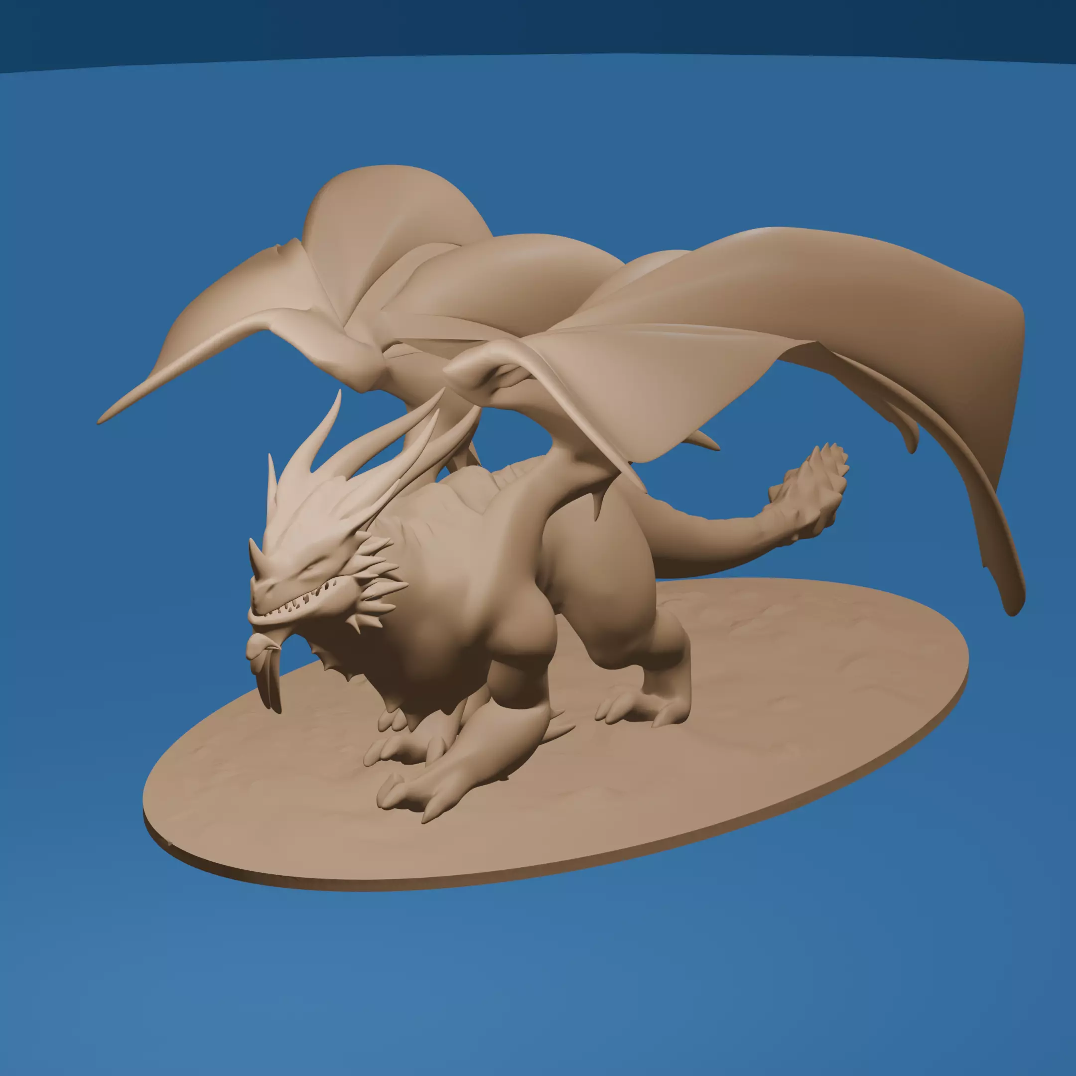 Crouching Winged Dragon High Detail Fantasy 3D print model