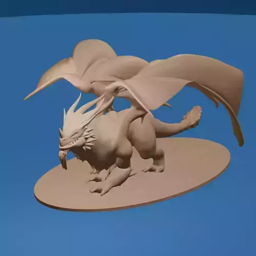 Crouching Winged Dragon High Detail Fantasy